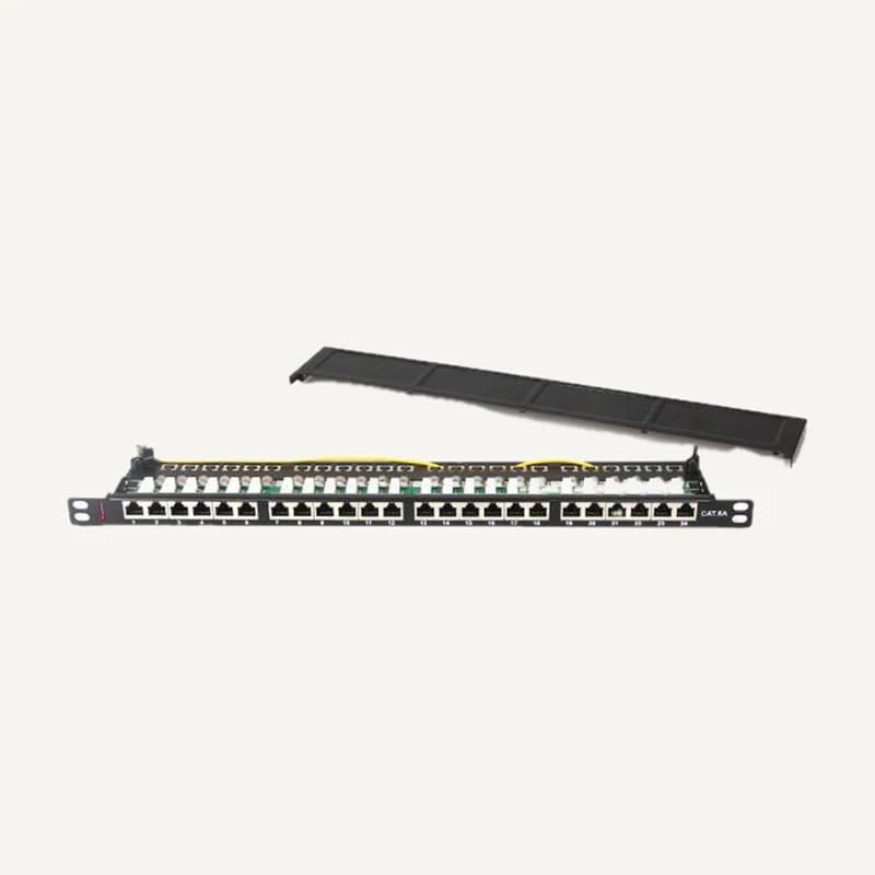 179212412 — CAT6A 90° 1U 24-P shielded patch panel dual type IDC black