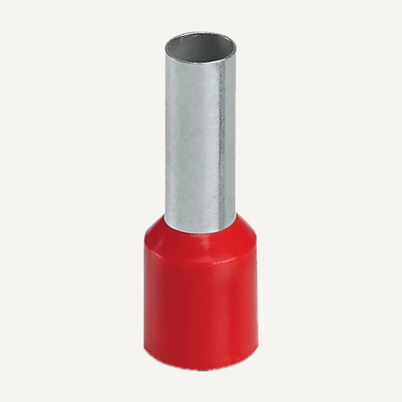 Illustration de gamme — Photo de famille uniquement — embout de câblage isolé rouge. Fabricant et variante du stock à confirmer.