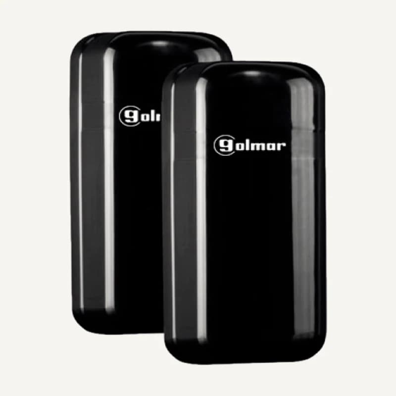 Illustration de gamme — Photo de famille : barrière infrarouge Golmar EL60RT2PH-120 illustrée en deux unités. La référence en stock est une barrière 60 m ; portée, fabricant, boîtier et configuration peuvent différer. Accessoires et quantités livrés ne sont pas confirmés par la photo.