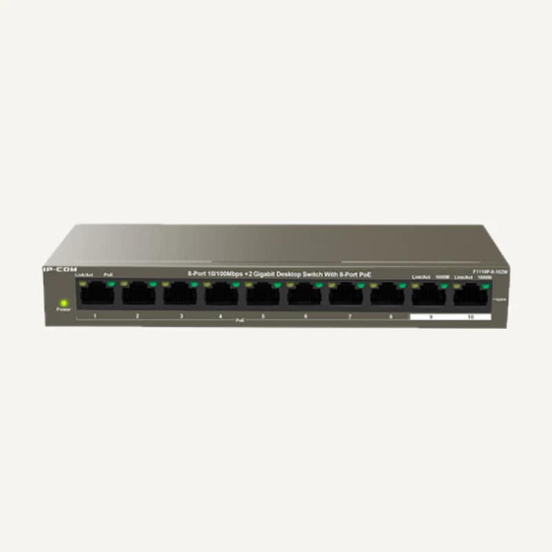F1110P-8-102W — Switch de bureau 8 ports 10/100 Mbps + 2 Gigabit avec PoE 8 ports - F1110P-8-102W