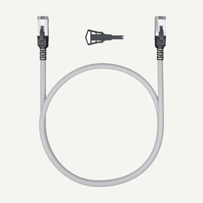 Illustration de gamme — LIN-05CAT6A — Cordon 0.5 CAT6A FTP CCA PVC gris lintech