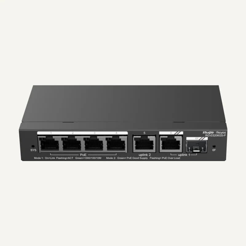 RG-ES206GS-P — Switch 6-PORT Gigabit & 1 SFP smart cloud managed