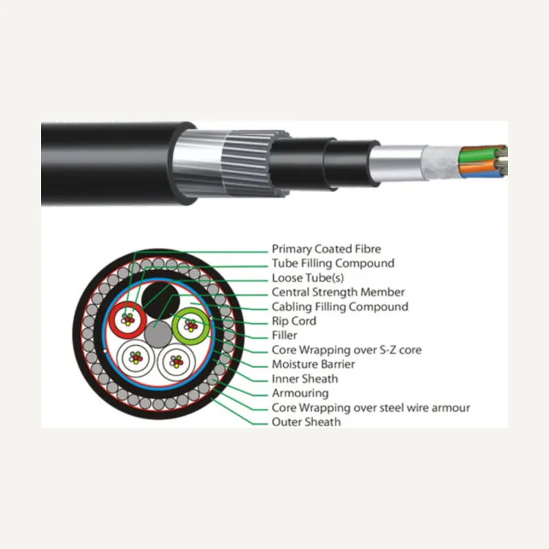 Câble fibre optique arme metallique double gaine 24 FO SM G652D