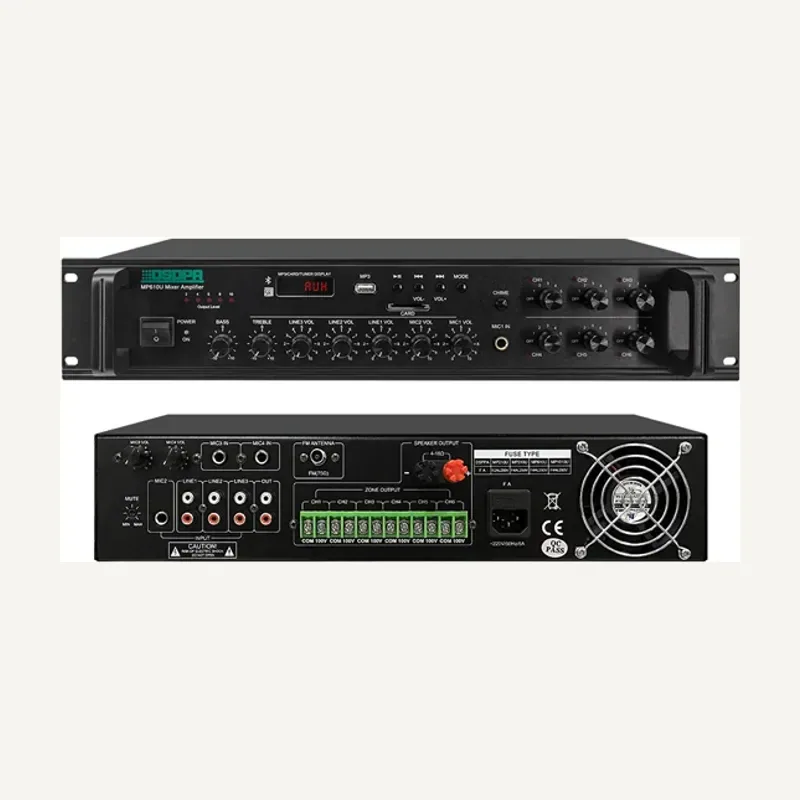 DSPPA MP610U 250W 6 Zones Paging Amplifier with USB/ SD/ FM/ Bluetooth