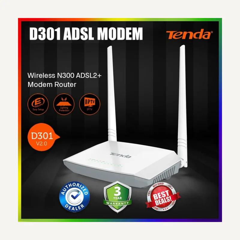 300M ADSL2+TENDA modem router