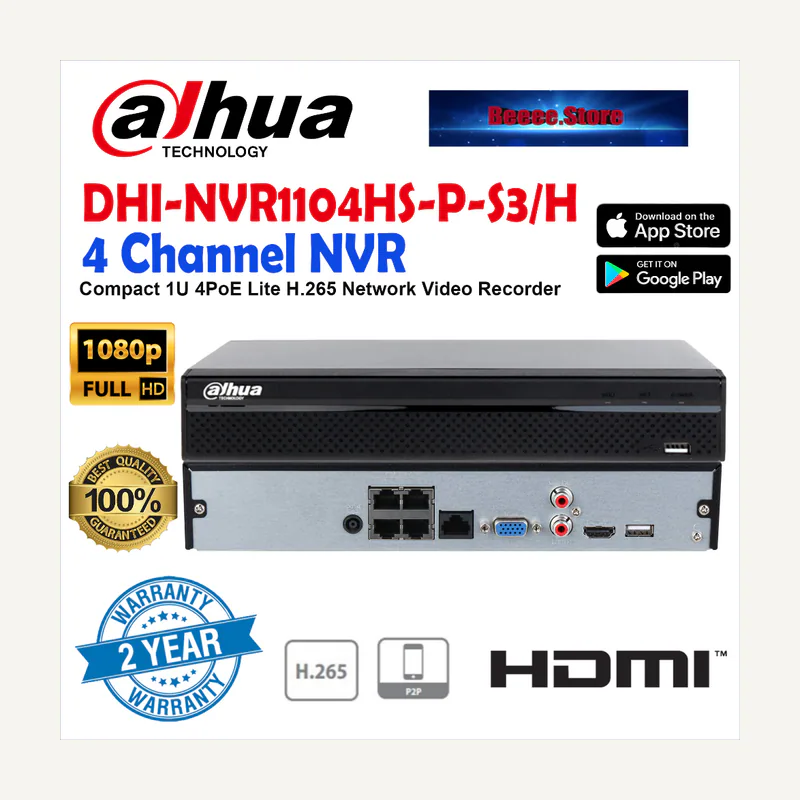 Dahua Network vidéo recorder 4POE 1HDD