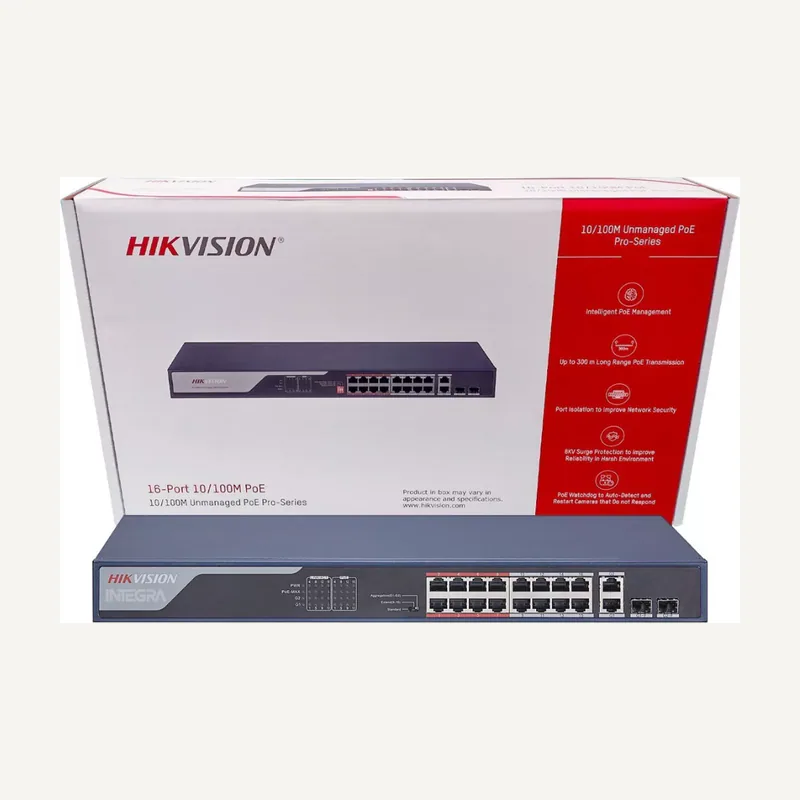 Hikvision Switch 16 port fast ethernet unmanaged POE