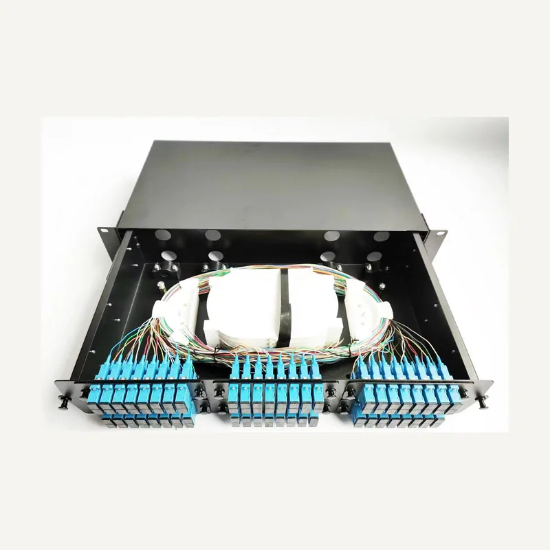 Fiber optic patch pannel equipe DE 48 ports SC simplex equipe DE 12 coupleurs SC + 12 pigtails OM2+ 12 smoovs