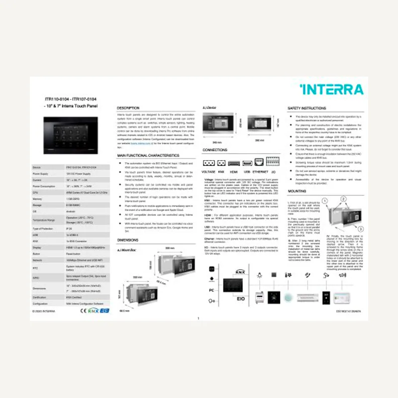 Interra Ecran tactile interra 10.1 android KNX avec serveur integre