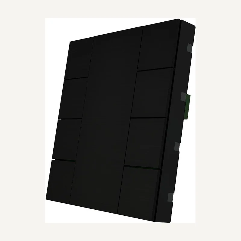 Interra Iswitch+ alimunium noir A 8 bouttons KNX monobloc avec deux entrees binaires