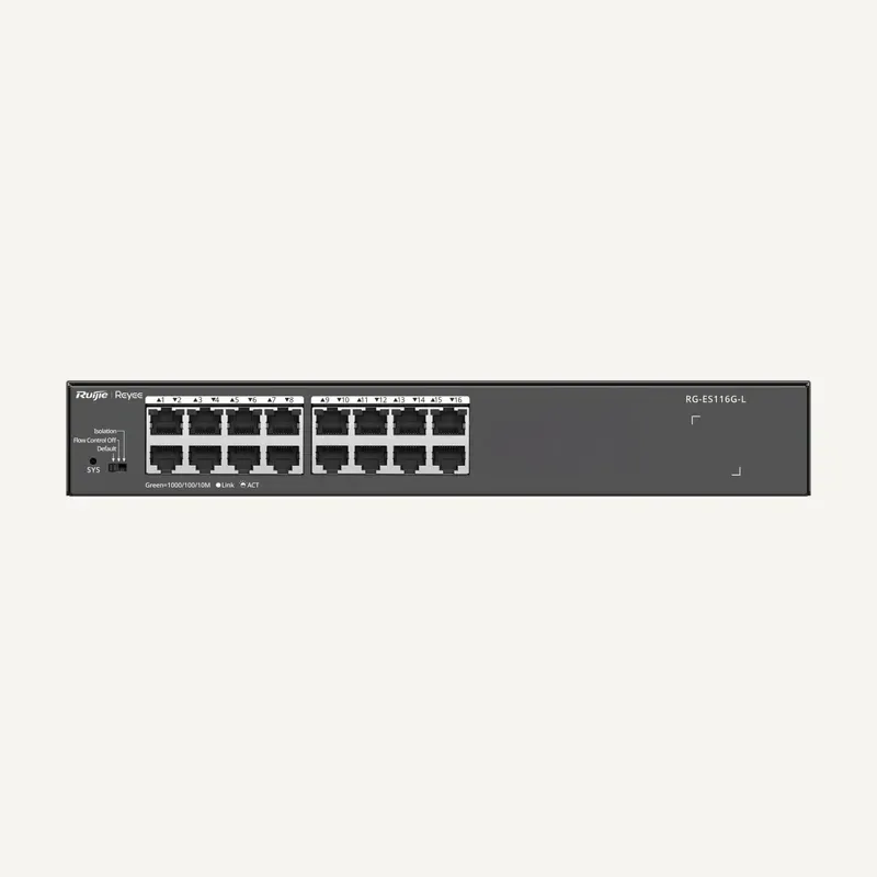 Ruijie RG-ES116G-L, 16-Port 10/100/1000 Mbps Unmanaged Non-PoE Switch - Ruijie Reyee