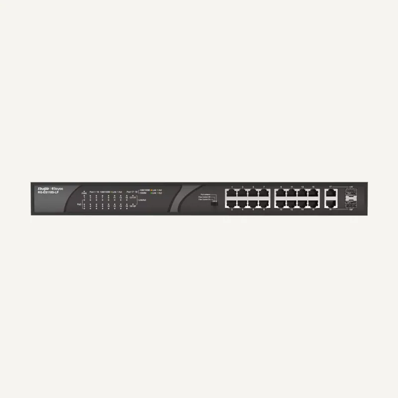 Ruijie Switch 16-PORT 10/100MBPS poe+ witch 2-PORT combo SFP unmanaged swtch